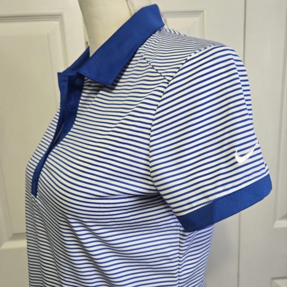 Blue Striped Nike Dri-Fit Golf Polo Shirt, NWT
